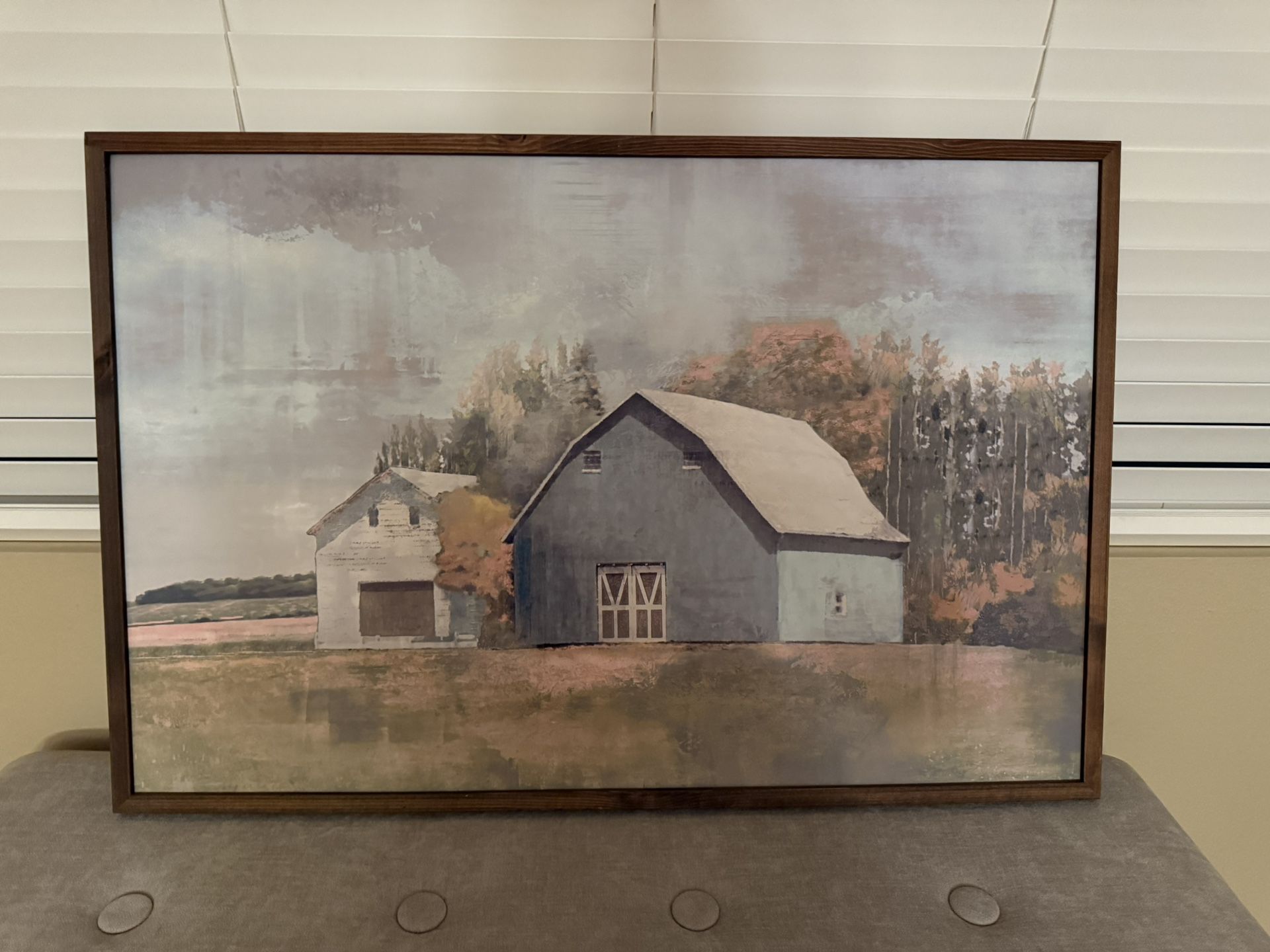 Framed Wall Art - Blue Barn - 36”x24”