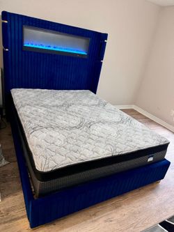 Queen platform bed Frame With Mattress Pillow top on sale for
