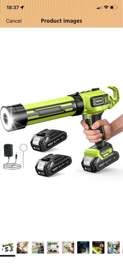 Taskstar Electric Caulking Gun with 2 x 2.0Ah Batteries, Upgraded Brushless Anti-drip Battery Power Caulking Gun 10 Oz with 250KG Thrust, Enlarged LED