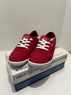Skechers BOBS Shoes Womens Size 8 Red Canvas Memory Foam Sneakers