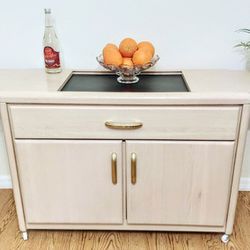 Extendable Wings Kitchen Island Rolling Cart Dining Room Buffet with Caster Wheels Gold Handle Pulls Drawer Storage