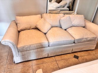 Striped ivory  Loveseat Sofa with Cushions