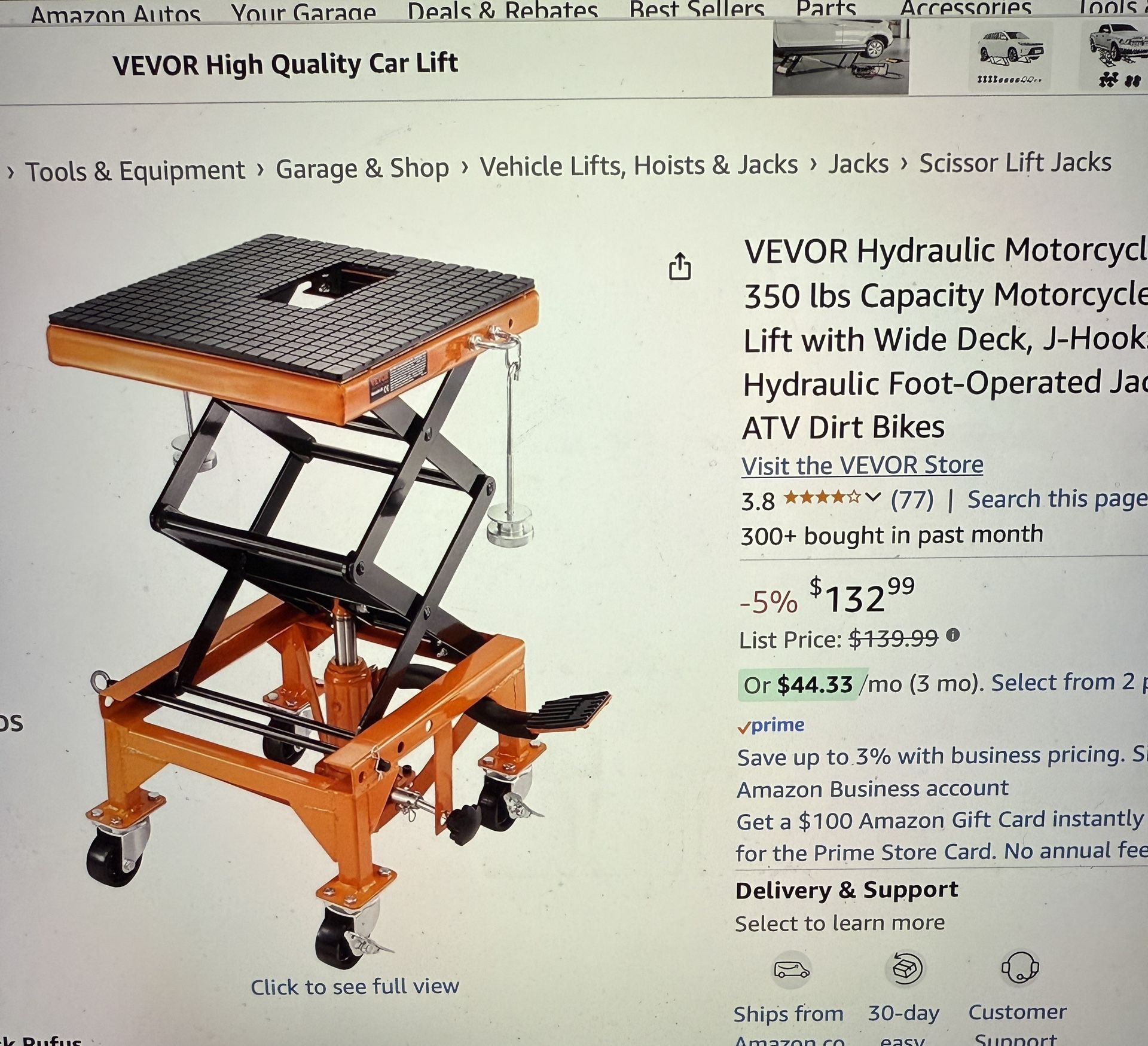 Dirt Bike, Motorcycle Lift, Heavy Duty, Devore