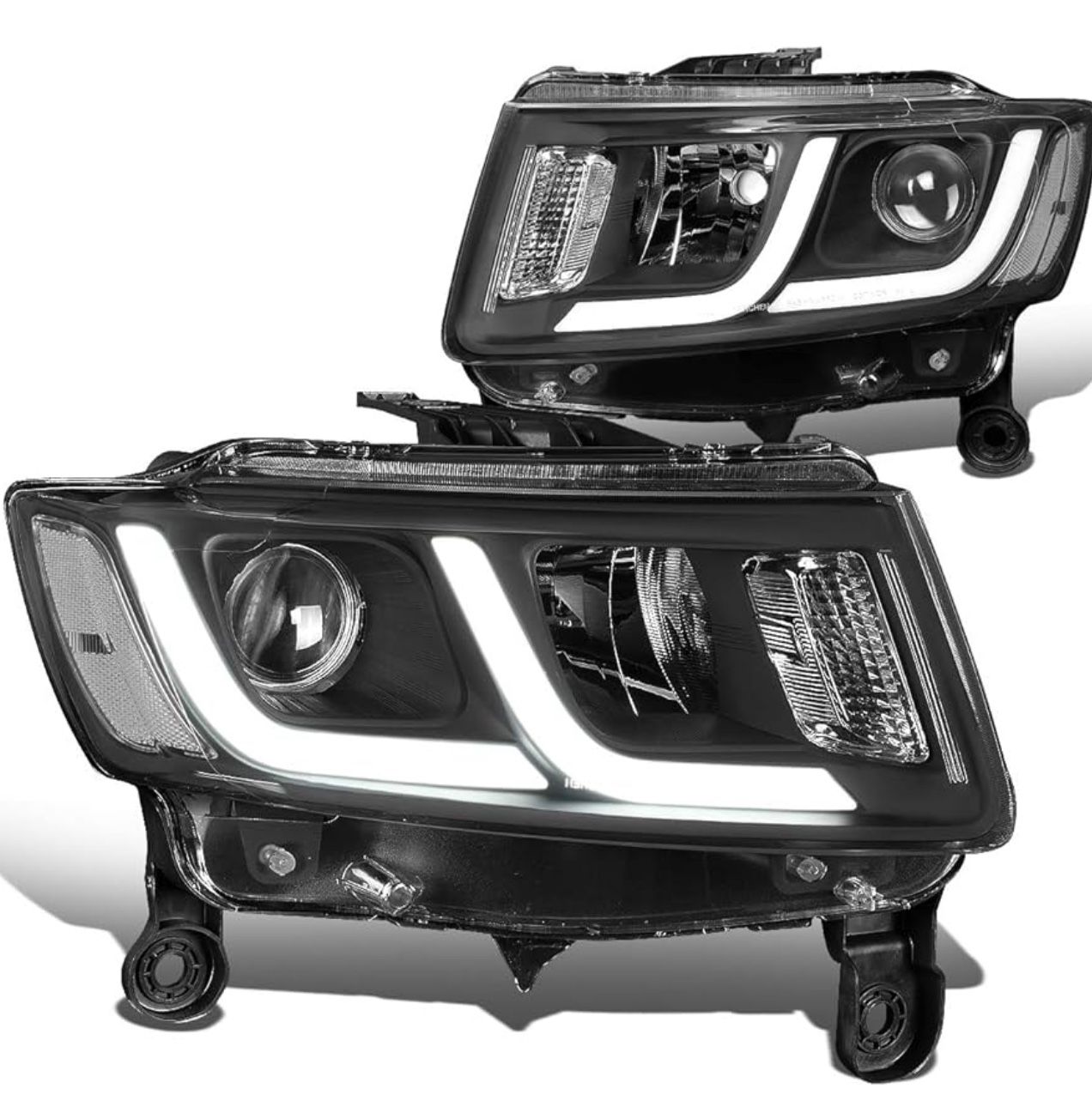 2014 - 2016 Jeep Grand Cherokee [Halogen Model] LED DRL Projector Headlights black 