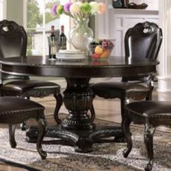 Brown Dining Set With Leather Chairs