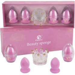 Makeup Sponge, Luxury 4 Pcs Beauty Blender Set, Foundation Blending Sponge, Beauty Sponge Egg with Crystal Crown Holder, Gift for Friend, Sister, Make