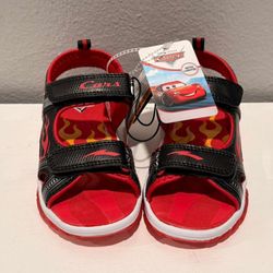 New Disney Pixar Cars Lightning McQueen Toddler Open Toe Hook & Loop Sport Sandals