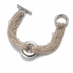 Tiffany & Co. Sterling Silver Circle Mesh Bracelet Multi Strand Bangle