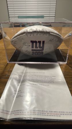 2009 NY Giants Laser Signed Tram Collectors Ball