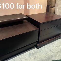 Solid Ebony Wood Color Nighstand  