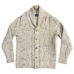 VTG 70s Pendleton Loofah Collar Shawl Collar Cable Knitting Nep Wool Knit Cardig