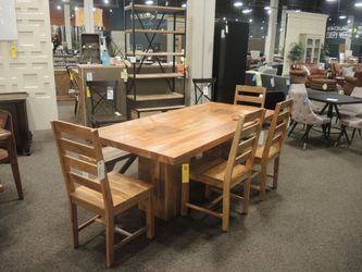 India Resources Greenwich Dining 82 Inch Dining Table - Natural Light Brown Wood | Dinette Set
