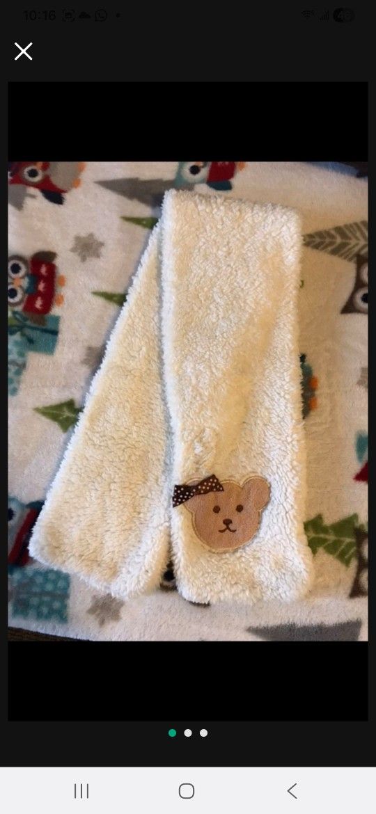 NEW Teddy Bear Very Soft Sherpa Fleece Scarf Kids Children Girl Boy
