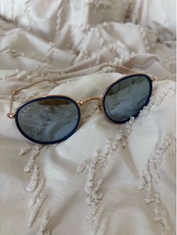 Blue & Gold Ray-Ban RB3517 Round Folding Sunglasses, Unisex