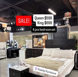 Black 4-Piece Bedroom Set Queen or King
