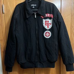 Pelle Pelle Rebel Soul Varsity Jacket Black Studded  Streetwear Size Large Wool