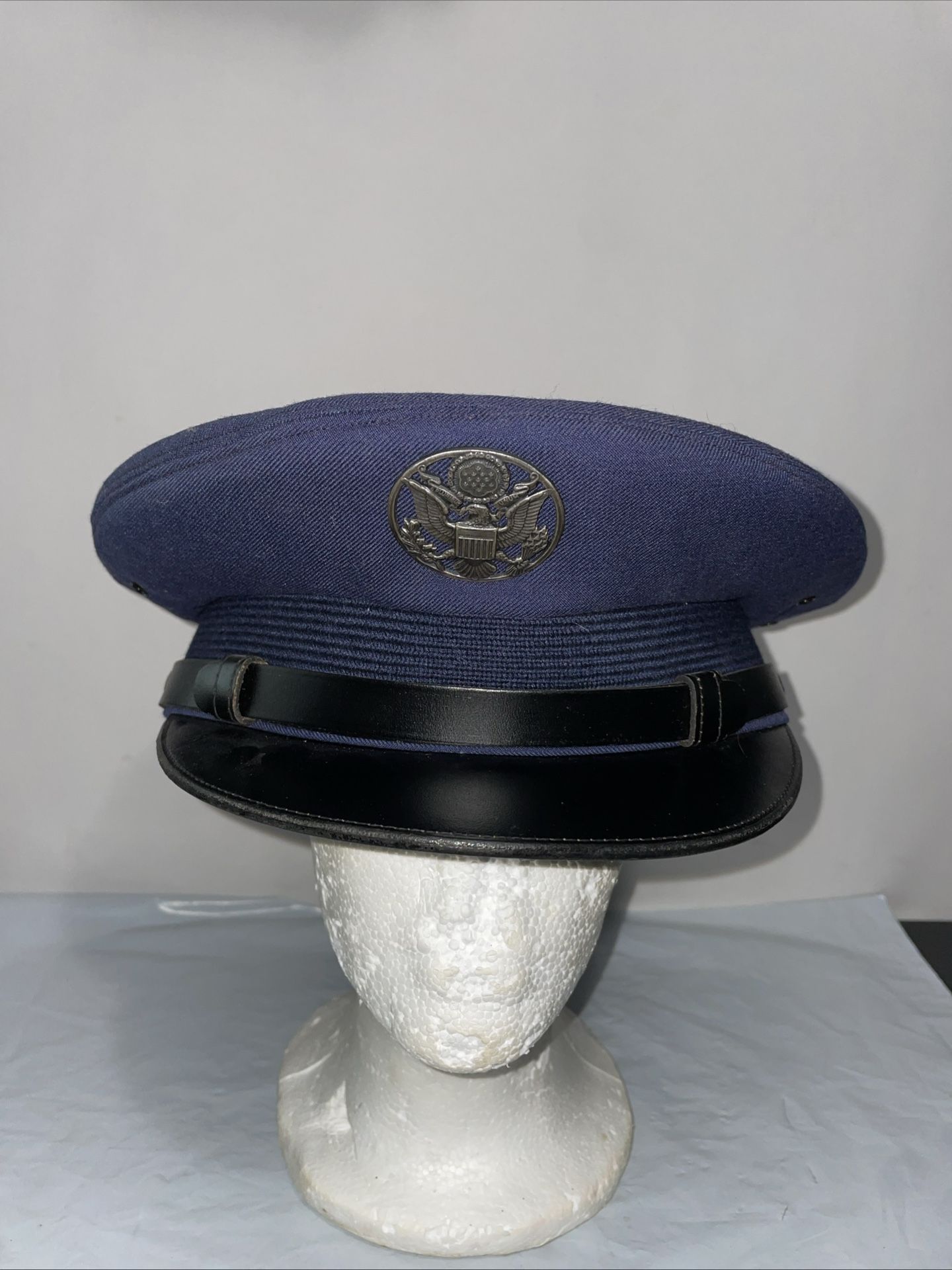 Vintage 1960's Vietnam Era US Airforce Wool Cap Military Blue Hat Type Sz 7 5/8