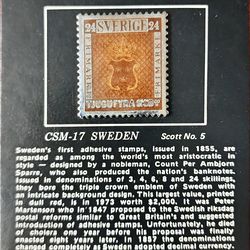 Sweden 1855 24 Skilling Stamp Reproduction – Cloisonné Stamp Masterpiece