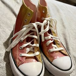 Converse Pink And Gold Glittery 