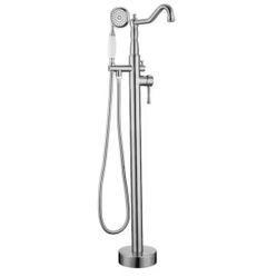 RAINLEX Singe-Handle Floor Mount Freestanding Tub Faucet with Hand Shower in Brushed Nickel @E4-467