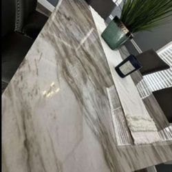 Beautiful Marble Dining Room Table and 6 Chairs