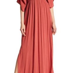 Love Stitch Gauze Kimono Maxi Dress, Burnt Siena, M/L