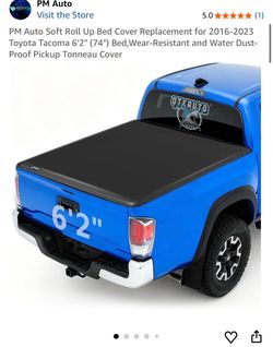 PM Auto Soft Roll Up Bed Cover Replacement for 2016-2023 Toyota Tacoma 6'2" (74") Bed,Wear-Resistant and Water Dust-Proof Pickup Tonneau Cover