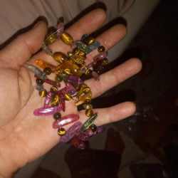 large bright colored smooth authentic tourmaline necklace with tiger eye spacers and magnetic clasp