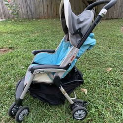 Peg Perego Aria Stroller, Blue Fabric, Made In Italy
