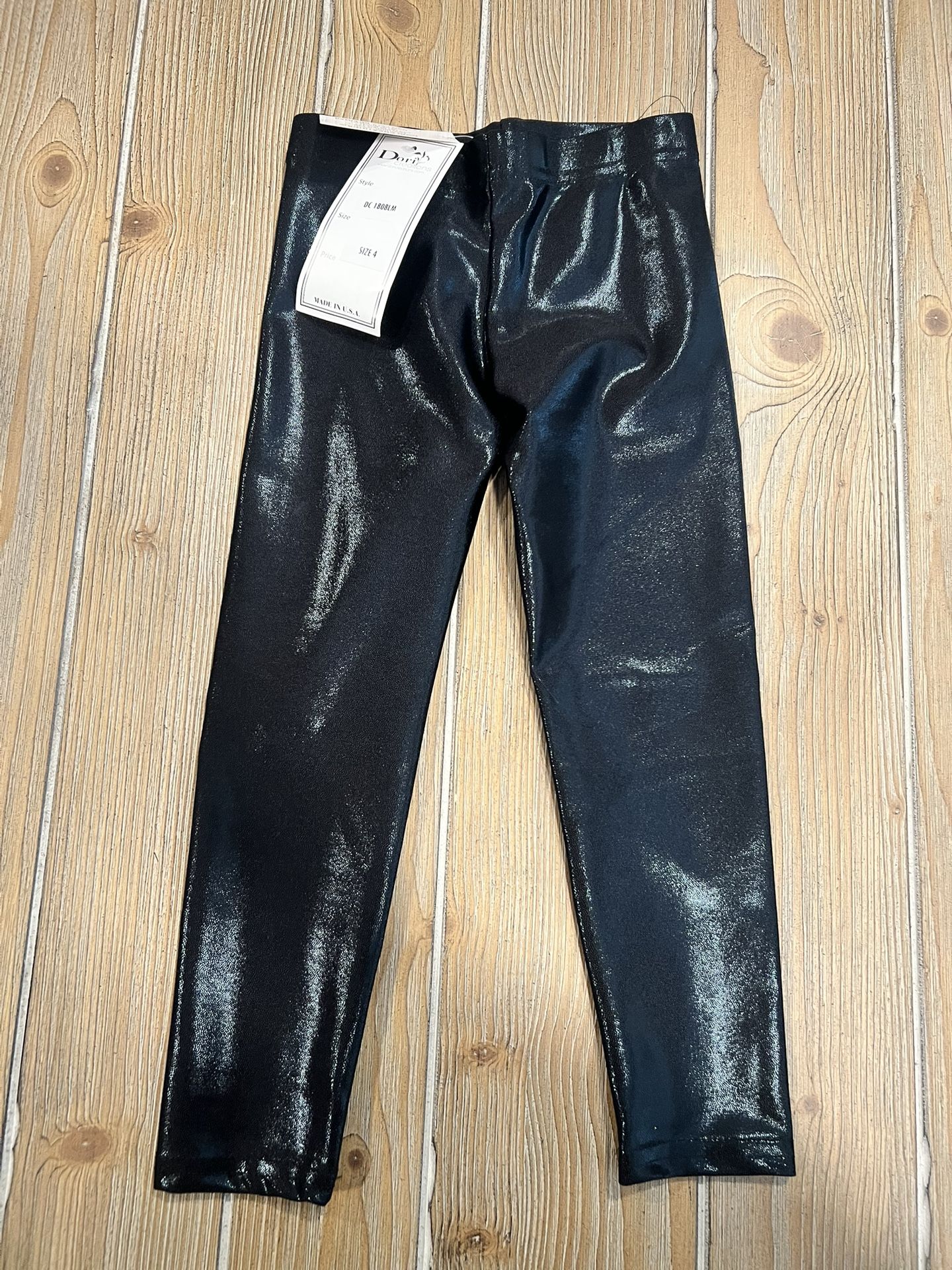 NWT Girls Dori Creations High Shine Black Python Legging Size 4