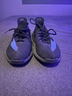 Black and blue Yeezy 350s
