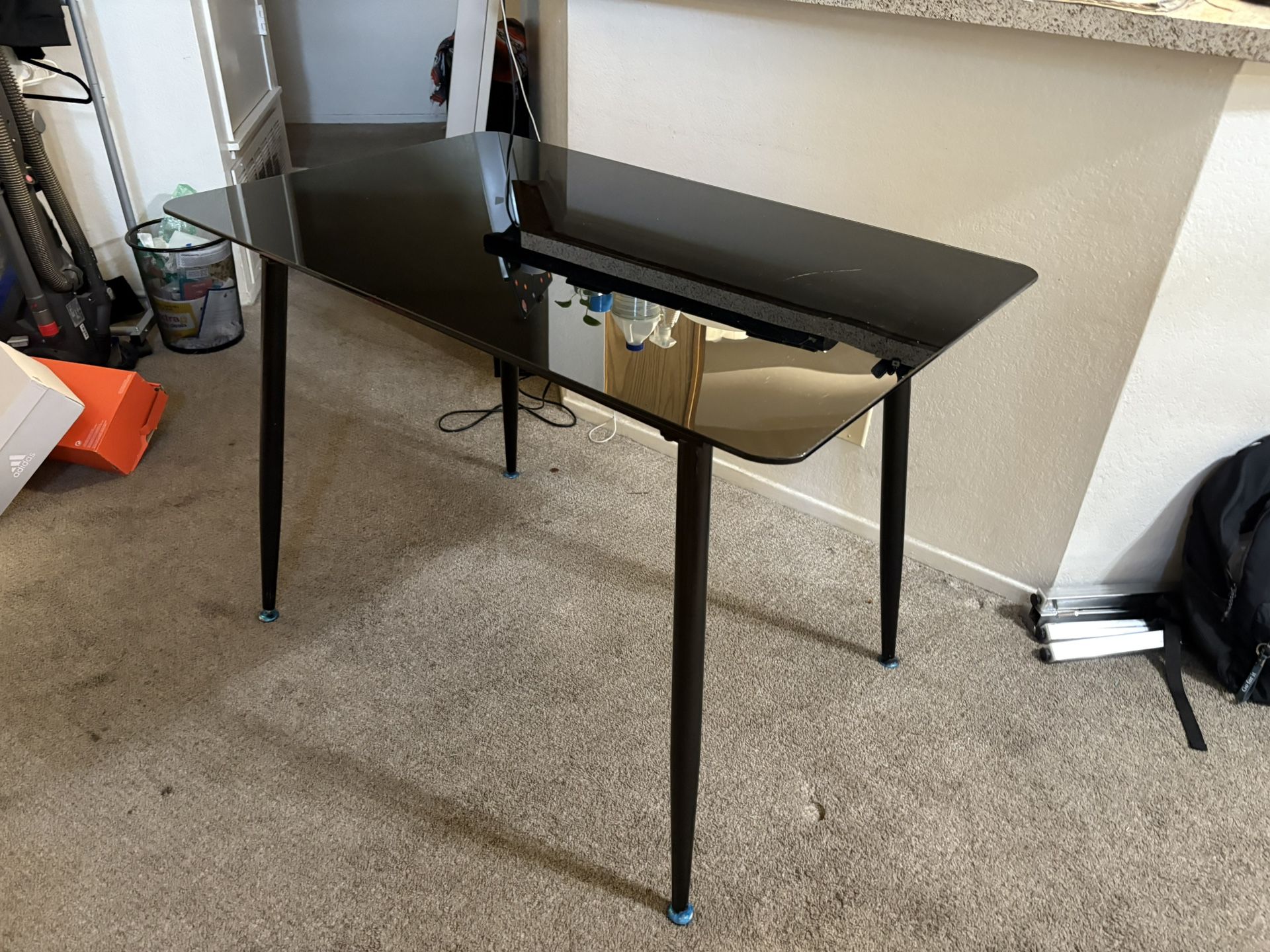 GLASS BLACK DINING TABLE 43in.x 32in