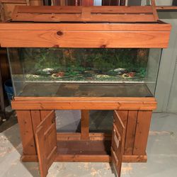 55 Gallon Fish Tank with Cabinet And Reflector