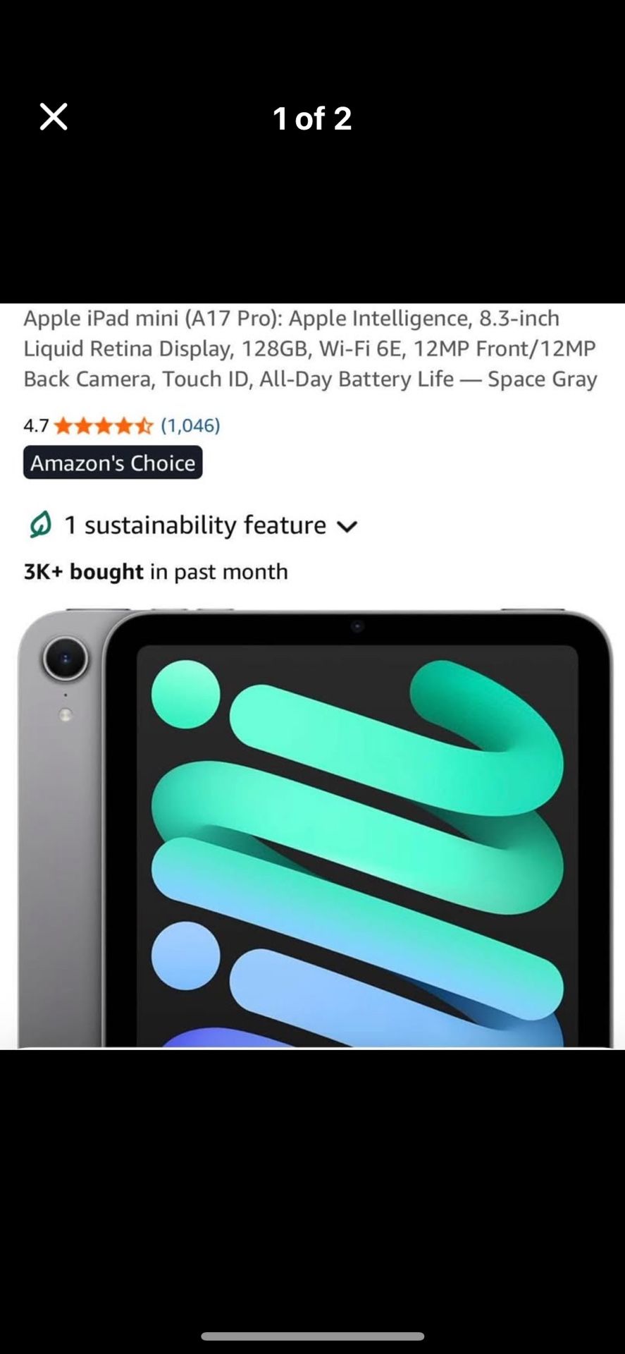 Apple iPad Mini (6th Gen, A17 Pro - 2025) - 128GB, Wi-Fi 6E - Space Gray.