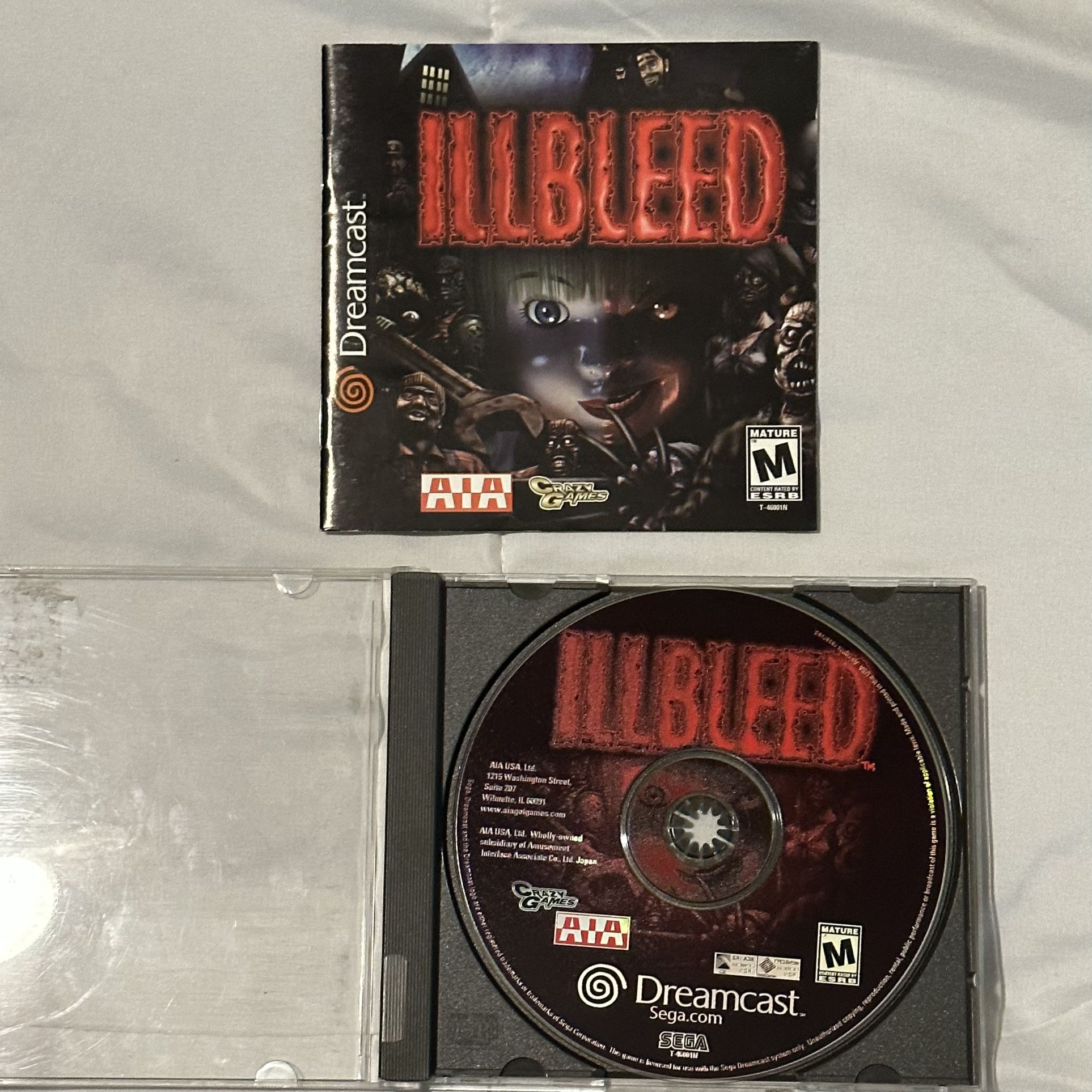 Illbleed Dreamcast Manual And disc Only.