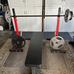Awesome Bench W/ Weight Set And Stand 