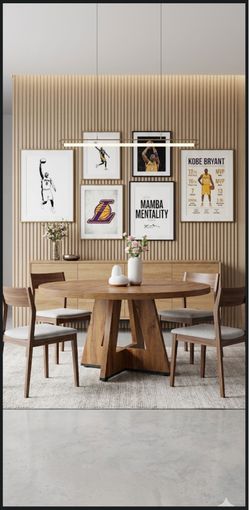 47” Contemporary Round Dining Table - Natural Wood Finish