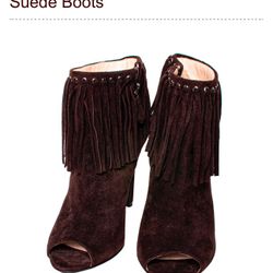 Prada Brown Fringed Suede Boots