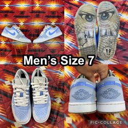 Nike Air Jordan 1 Low SE Mighty Swooshers DM5442-040 Men’s Size 7 Blue Shoes