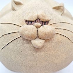 Vintage Fat Cat Stoneware Piggy Bank