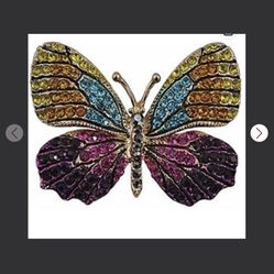 2 Pack Butterfly Crystal Rhainestone Brooch Pin