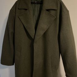Green Trench Coat Oversized Large Look