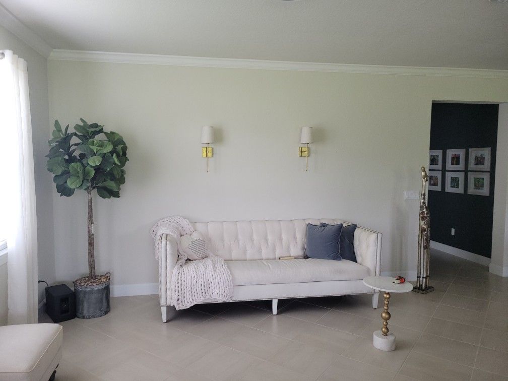 Reduced Mint white sofa 93" long paid $2800 plus tax
BAER'S FURNITURE