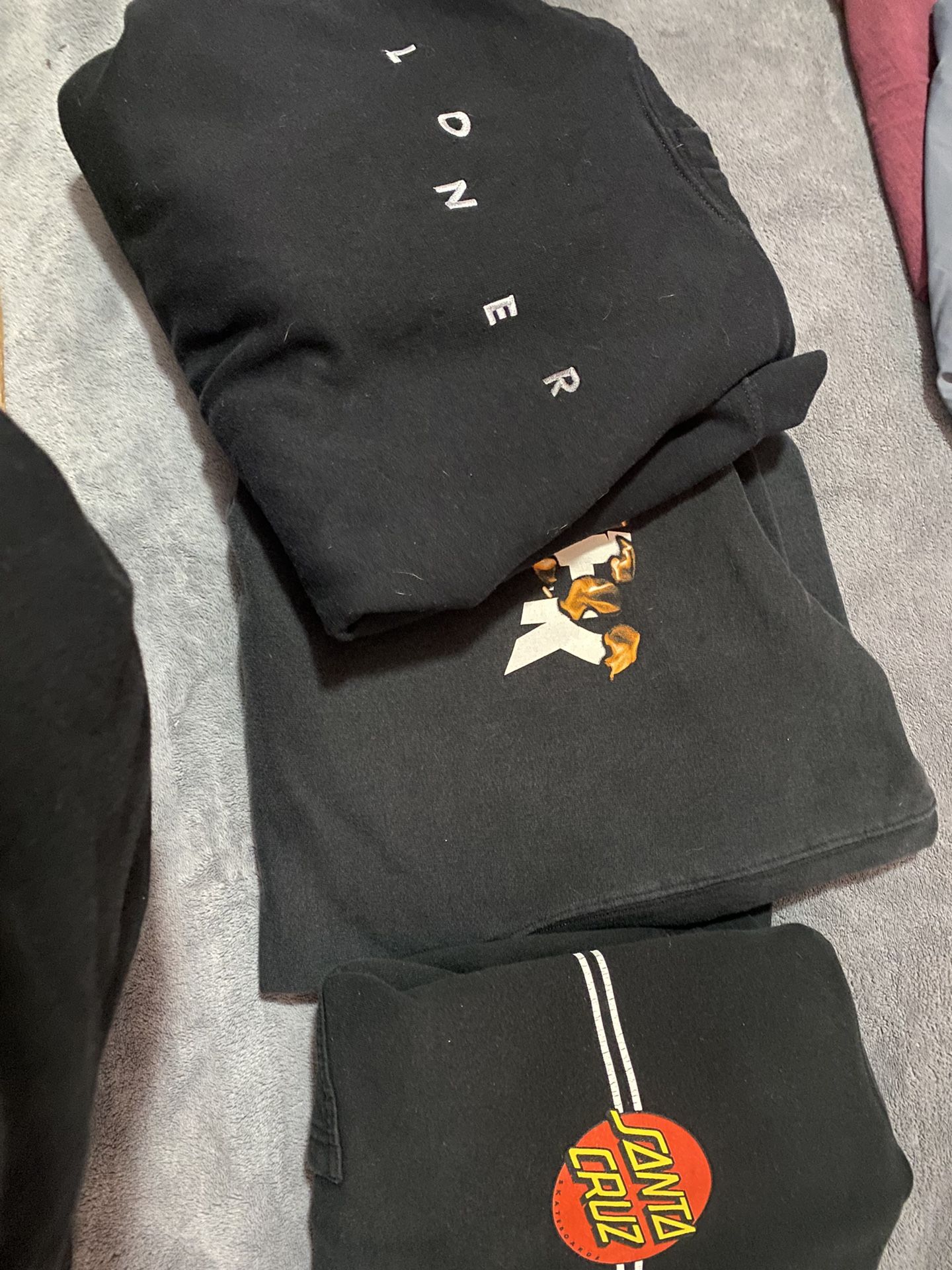 Santa Cruz, Thrasher, loner Black Hoodies