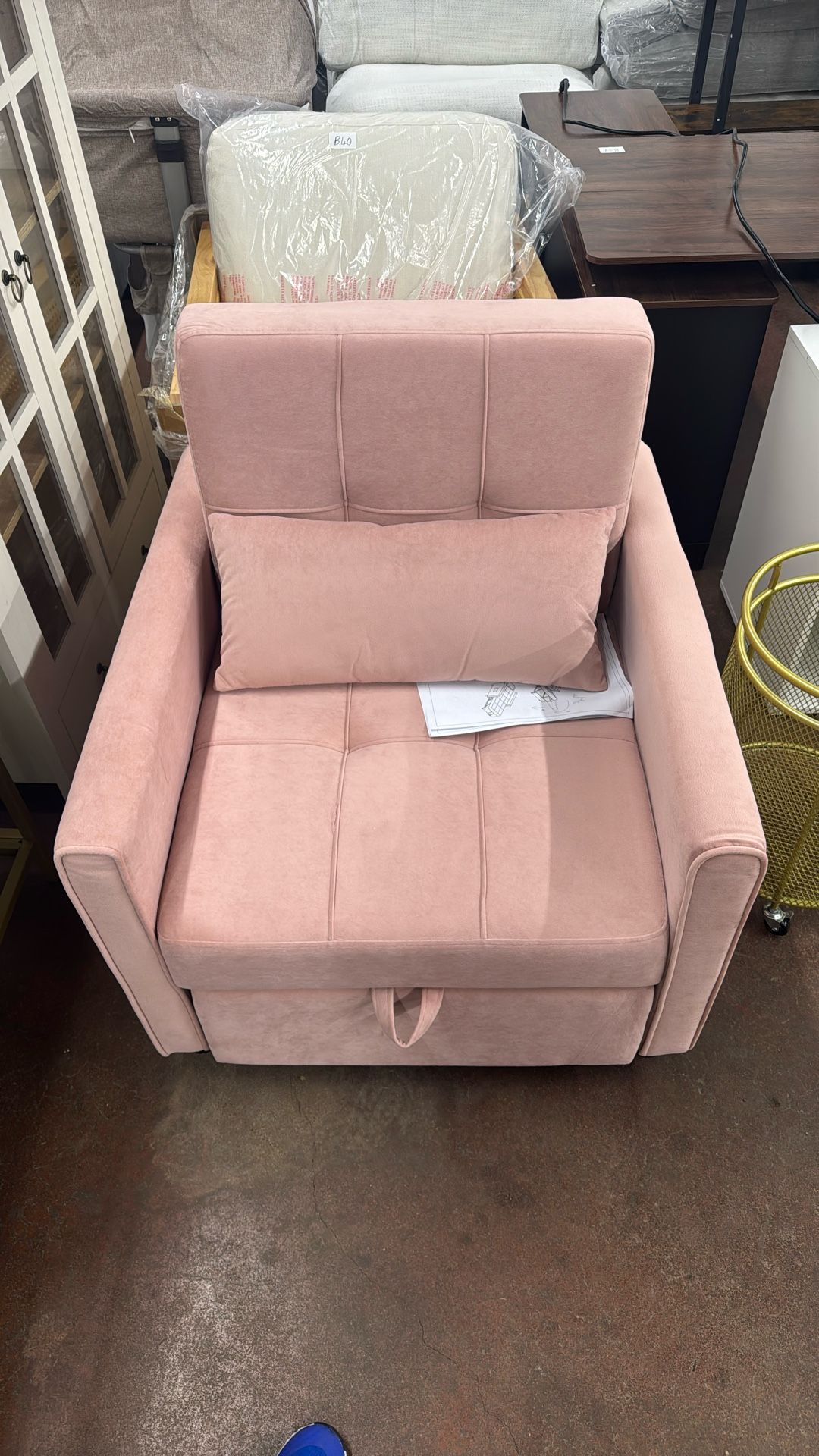 ORRD Convertible Chair Bed, 3-in-1 Multi-Functional Velvet Sleeper Sofa Pull-Out Couch Chair Bed with Adjustable Backrest and Hidden Side Table for Li