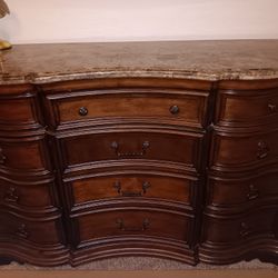 Solid Wood Dresser with Marble Top – Great Condition