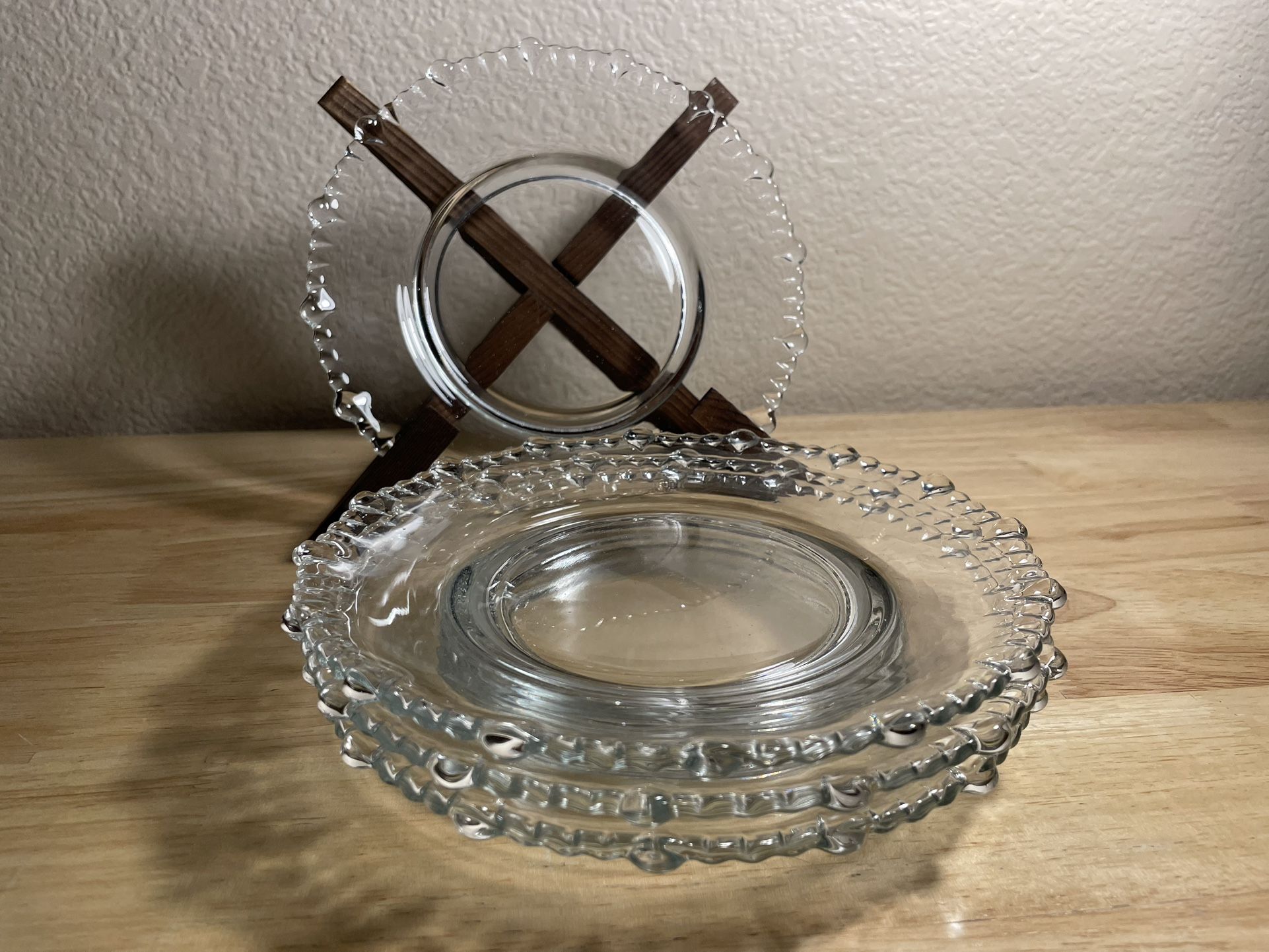 Set of 4 Vintage 8” Crystal Glass Plates