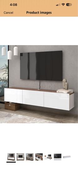 White floating TV stand/ shelves