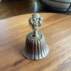 **VINTAGE** Brass Bell w/Royal Crested Handle -Fluted Edge on Bell - 2 1/2" Tall