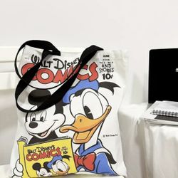 Disney Mickey Mouse And Donald Duck Canvas Tote Bag - NEW